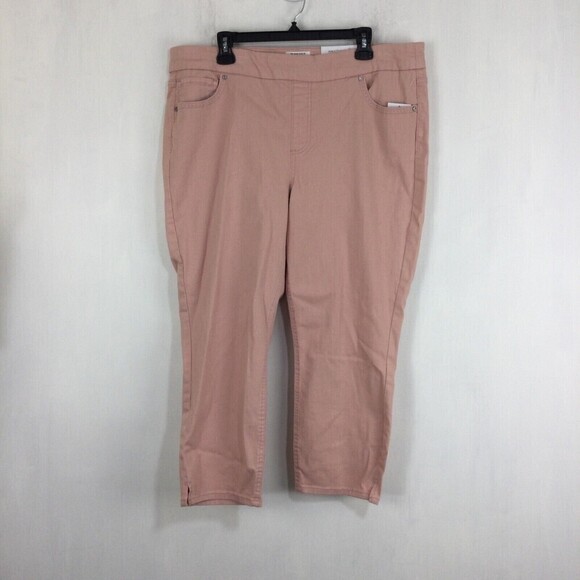 Westbound The High Rise Fit Skinny Cropped Denim Jeans Pants Pull On Pink Sz 18 - Picture 2 of 7